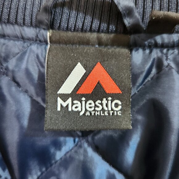 New York Yankees Bomber Jacket Men's Size XL Majestic Athletic MLB Blue & Grey - Picture 10 of 12